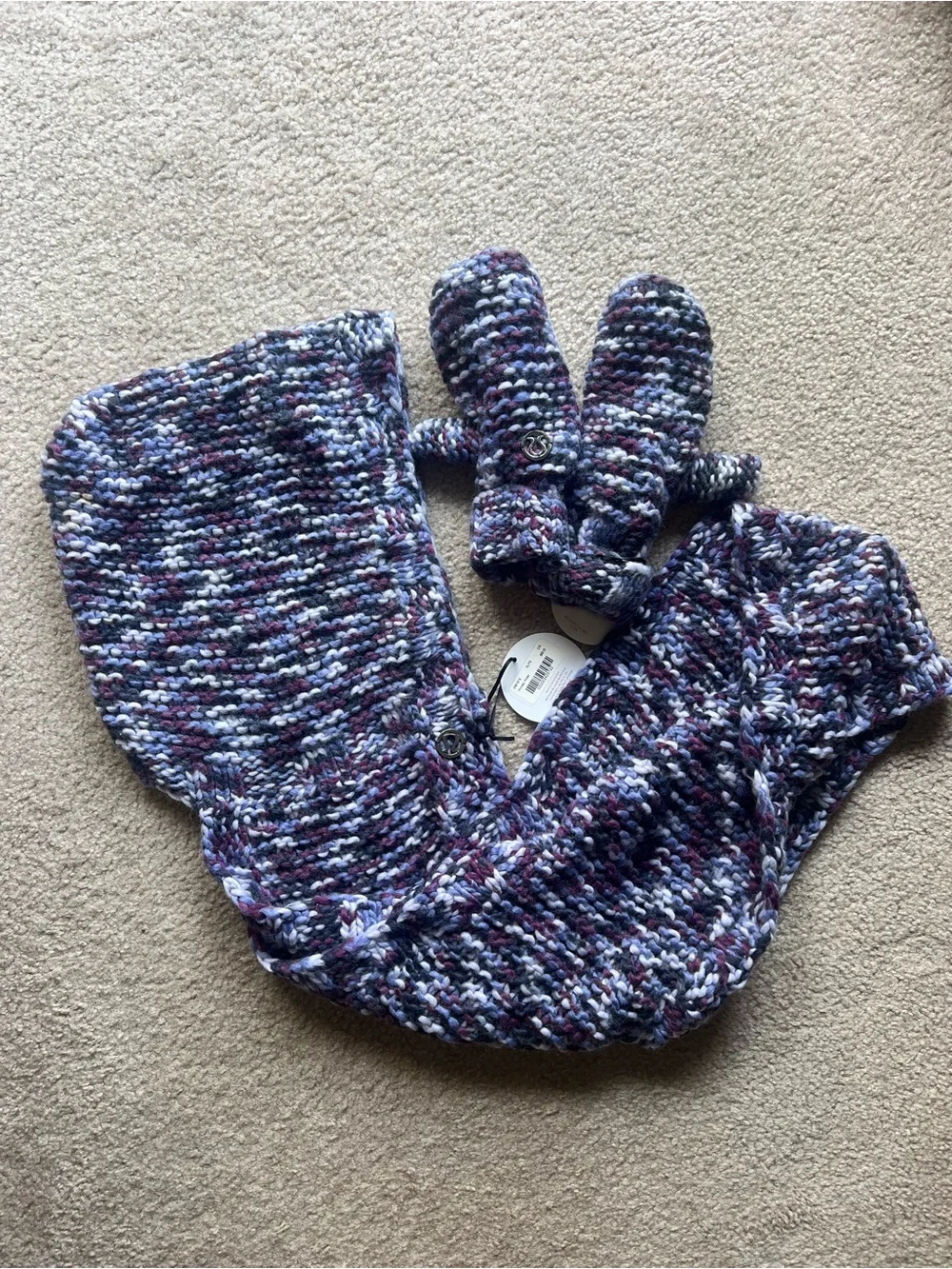 Lululemon Hickey Hider Scarf & Gloves - Black Purple Space Dye - NWT
